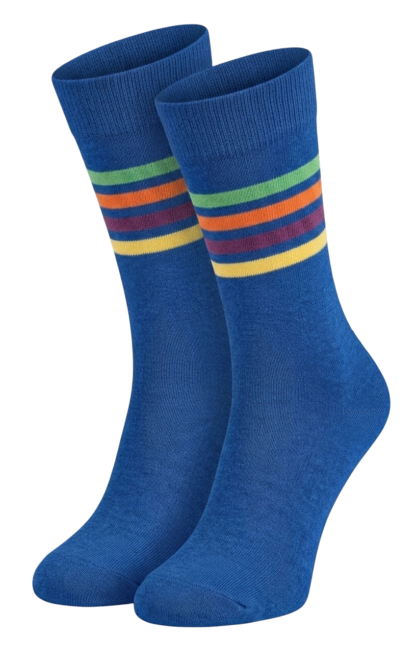 Socks Blue with Grey Stripes